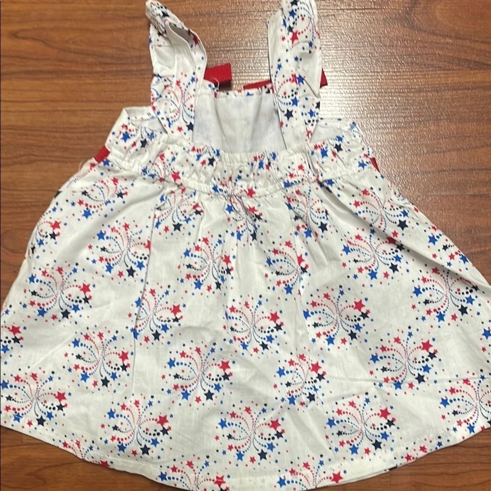 Baby girl Patriotic Red and Blue Star Dress size 3/6 month